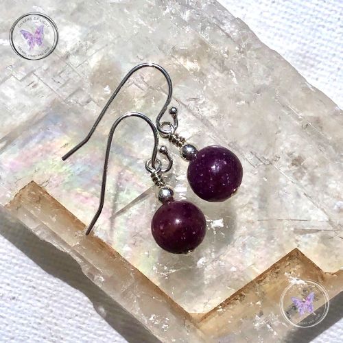 Classical Lepidolite Silver Earrings